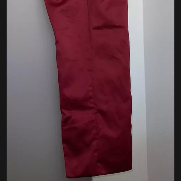 House of CB Wine Satin Pleated Corset Midi Dress - Picture 11 of 11